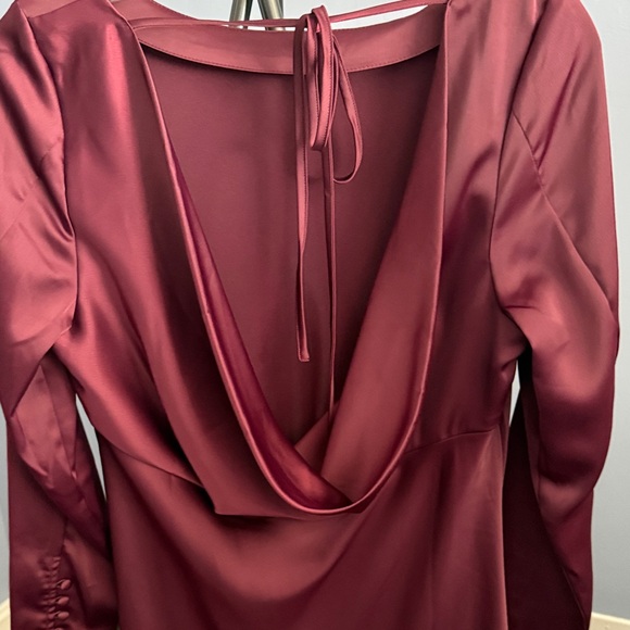 Banana Republic Deep Burgundy Long Sleeve Dress with Scooped Back - Picture 4 of 5